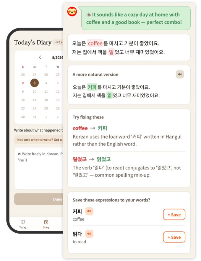 AI diary correction example