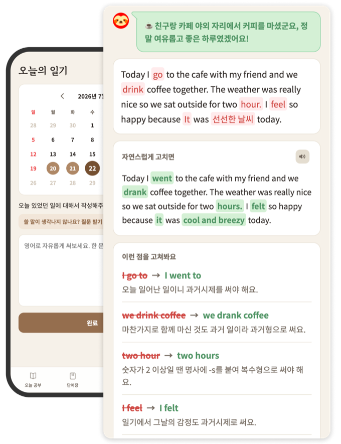 일기 첨삭 예시